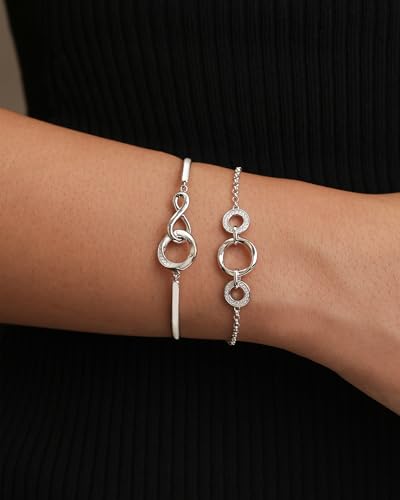 FANCIME Eternal Embrace Bracelet For Women Sterling Sliver White Gold Plated Bracelets Dainty Simulated Diamond Infinity Symbol Three Circle Design Jewelry Anniversary Birthday Mothers Day Gifts for Women Mom Friend3