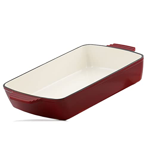 Mahlzeit Plat à gratin rectangulaire en fonte - 3,8 l - Cerise foncé - En fonte émaillée - Plat à lasagnes - Plat à rôtir - Plat à rôtir -...