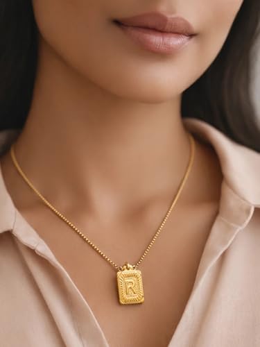 Image of Rubans Demi Fine Stainless Steel Alphabet Pendant CZ Gift for Women & Girls