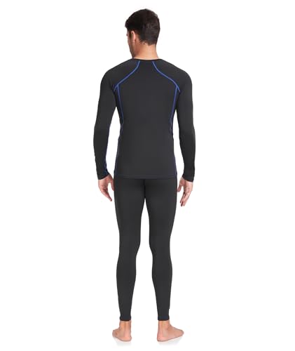 SIMIYA Thermal Underwear Set for Men Long Johns with Fleece Lined Base Layer for Workout Skiing Running Hiking Navy Blue