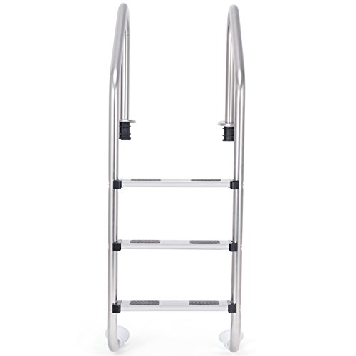 Goplus Swimming Pool Ladder for In Ground Pools Heavy Duty 3-Step Stainless Steel Pool Step Ladder with Easy Mount Legs, Weight Capability 330 lbs