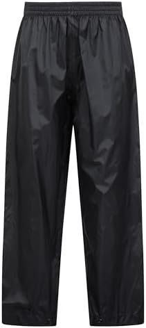 Mountain Warehouse Pakka Kids Waterproof Rain Pants - Splash Pants, Overtrousers, Boys & Girls Black Kids 7-8 Yrs (116-128 cm) - 1