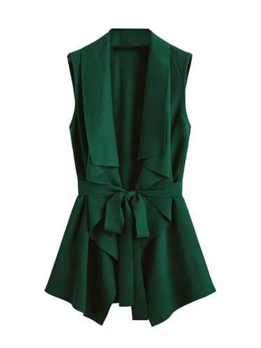 GORGLITTER Women's Tie Front Long Sweater Vests Cardigans Sleeveless Trendy Fall Business Casual Dressy Blazer Jackets