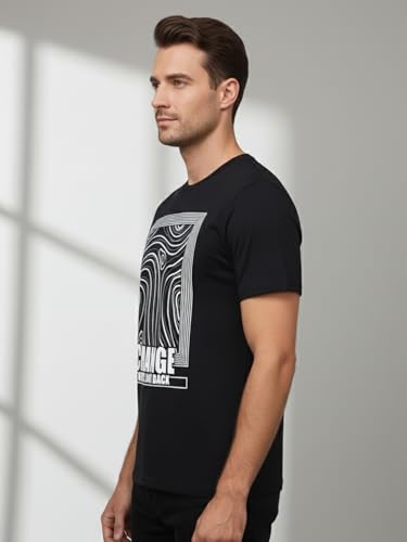 Image of Dollar Club Men's Cotton Round Neck Printed T-Shirt Black