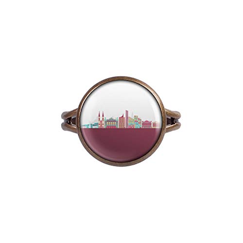 Mylery Anillo con Motivo Horizonte de Viena Austria Austria Bronce 14mm