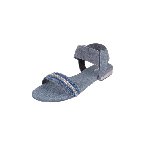 Image of Mochi Women Denim Beaded Slingback Casual Sandals