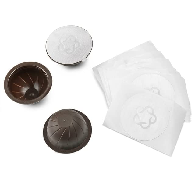 Cápsula de Taza de Filtro de café Recargable desechable para Taza de cápsula de café Nespresso Vertuo 120 Papel de Aluminio (Color : Brown Silver)