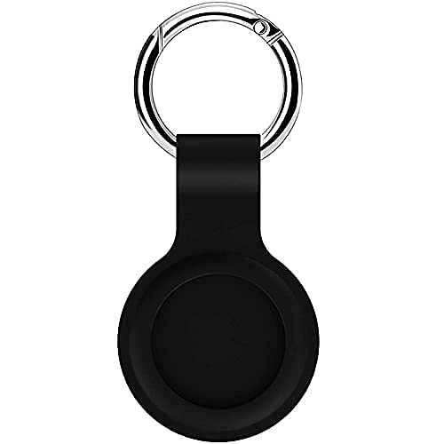 Case for Apple Air Tags 1PC, Soft Silicone Protective Sleeve Cover for AirTags Location GPS Tracker with Keychain, Security Anti-Lost Scratch- Resistant Waterproof and Washable Ultra-Green (1 Black)