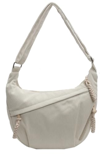 Image of Hobo Bag for Women Men Crescent Shoulder Bag Retro Nylon Canvas Crossbody Bag Slouchy Corduroy Dumpling Bag Purse | Retro