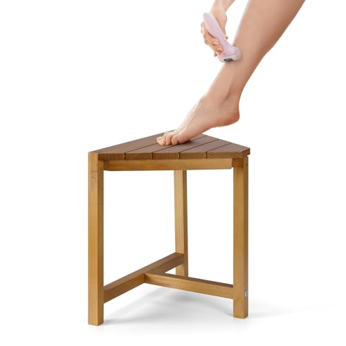 OneBlis Shower Foot Rest 12 inch, Small Shower Stool for Shaving Legs, Corner Bathroom Bench, Bath Seat Spa Foot Rest Suitable for Small Shower Spaces