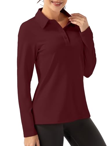 Women Long Sleeve Polo Shirt Golf Sport Top Athletic Sportswear Tennis Activewear