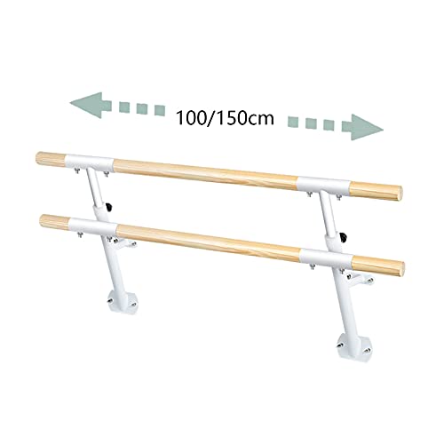 Sbarra da Balletto Doppia, Sbarra da Balletto a Parete 100/150 cm per la casa, Soggiorno, Sala da Ballo, Balletto di Stretching per Bambini Adulti (Dimensioni: 150 cm, Colore: Bianco)