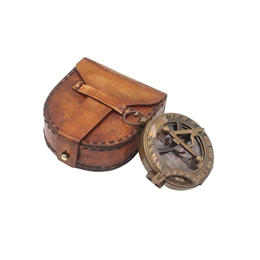 Personalized Vintage Sundial Compass with Leather Case,Brass Compass,Gift for Him,Engraved Compass,Sundial Push Compass for Camping, Hiking, Touring