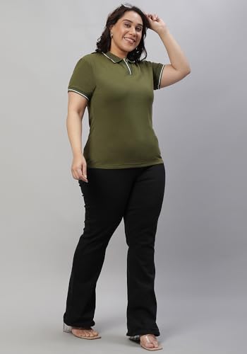 Image of Wear Your Opinion Women's Plus Size Tipped Collar Neck Polo Tshirt