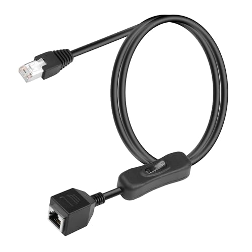 SinLoon Cable Ethernet Cat6 con interruptor de encendido/apagado de alta velocidad RJ45 macho a hembra, cable de extensión con interruptor 304, cable de red de Internet Cat6, 1 m (macho a hembra)