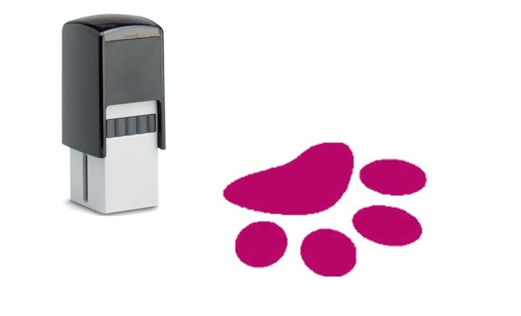 Athena Stamps Black 11Mm Slanted Paw Self Inking Stamp Pink Ink