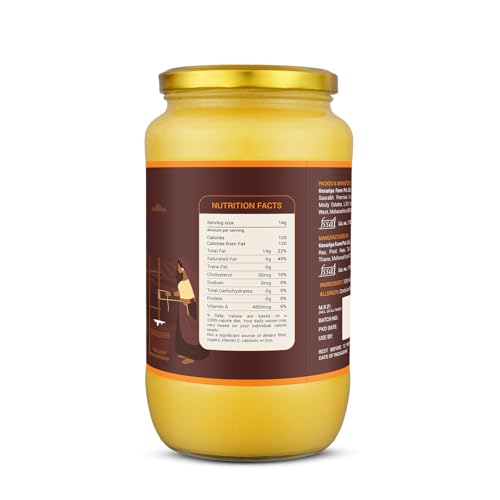 Image of Vedic Ghee Premium A2 Gir Cow Cultured Desi Ghee from Kesariya Farm | Vedic Bilona Two Way Churned | Indian Gir Cow Ghee, Pure A2 Ghee, Natural & Healthy, Non-GMO | Lab Certified (1L)