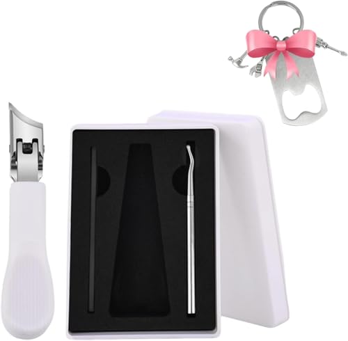 Eagle Beak Beveled Nail Clippers, Three Sets of Eagle Beak Beveled Nail Clippers, Eaglebeak Slanted for Ingrown Toenails, for Thick Nails, Seniors&Ingrown Care (White)
