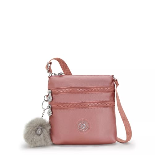 Kipling Alvar Mini bolsa metálica extrapequena, Bordo metálico, 6 L x 6.75 H x 1.25D