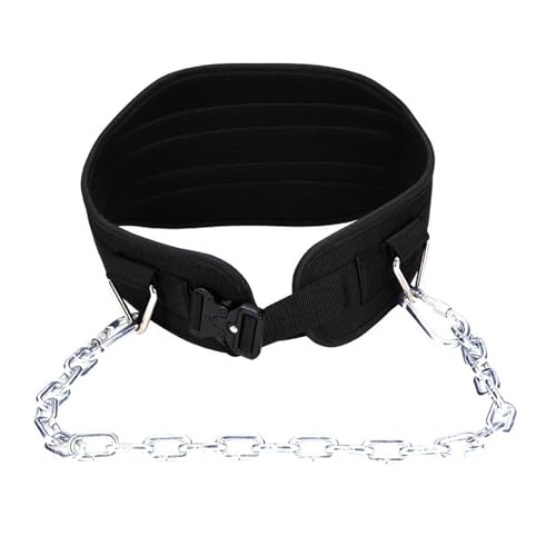 Cinturón de inmersión para levantamiento de pesas, cinturón de dominadas y sentadillas con acolchado ergonómico y cadena de acero