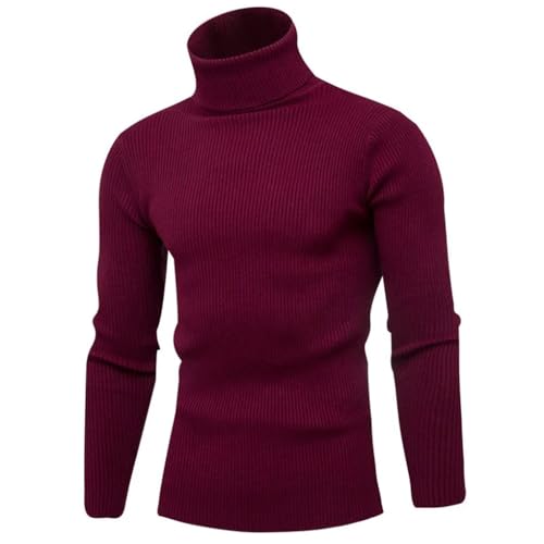 Men's Pullover Sweaters High Collar Long Sleeve Slim Fit Casual Solid Color Knit Pullovers3