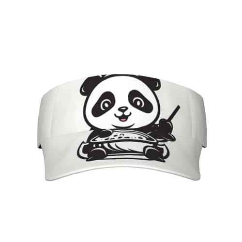 Baby Panda Eating Food Pattern Hollow top Casual hat, Suitable for Outdoor Sports Daily Fashion Accessories Black