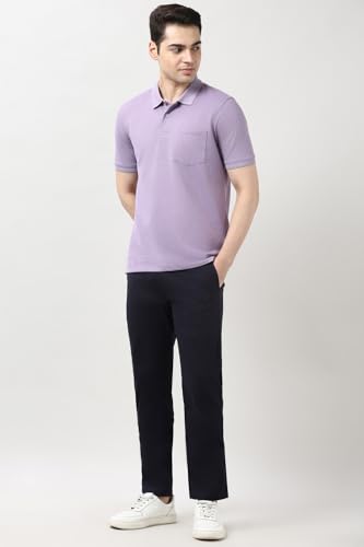 Image of Peter England Men's Cotton Maze Geometric Print Polo T-Shirt - Casual Wear | Modern & Stylish