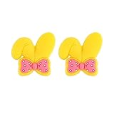 100% nouveau ESCATIC 5/10pcs Noeud Papillon Perles De Silicone Bowknot Fleur Oreille De Lapin Puzzles Pour La Fabrication De Bijoux DIY Bijoux Accessoires-Jaune,5pcs