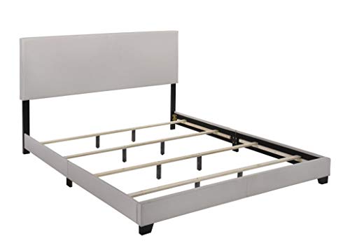 Crown Mark Erin Upholstered Panel Bed in Stone Khaki, King - Thumbnail 2