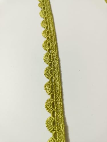 Image of Swag White Cotton Trim Laces and Borders Material for Saree Border, Suit, Kurta, Dupatta, Blouse, Gown, Lehenga & Neckline (Lemon Green, 9 Meter)