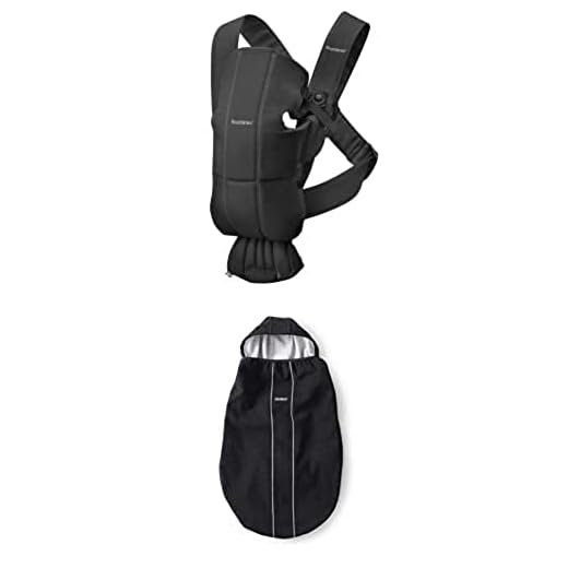 Bundle of BabyBjörn Mochila Porta Bebé Mini, Algodón, Negro + BabyBjörn Funda para Mochila Porta Bebé, Negro