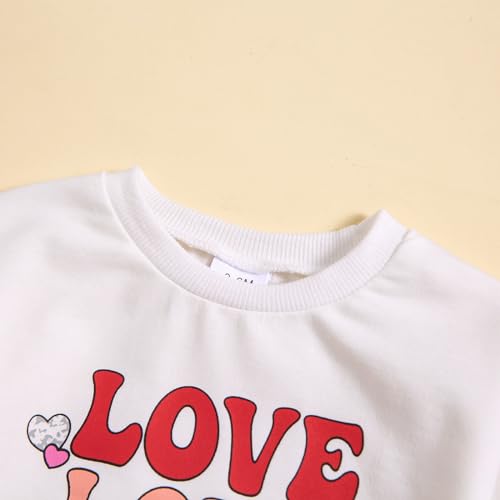 Toddler Boys Valentine's Day Spring Sports Long Sleeve Round Neck Pullover Suit Cute Letter Boys Clothes Size 53