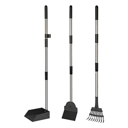 VILLCASE 1 Conjunto Bandeja De Alumínio Ancinho E Pá Colher Cocô Scooper Pooper Cão Conjunto Ajustáv