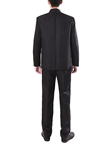 Chinese Tunic Suits Mandarin Collar Formal Black Suit Slim Fit Front Button Japanese School Uniform Groom Dress (Black, S)4