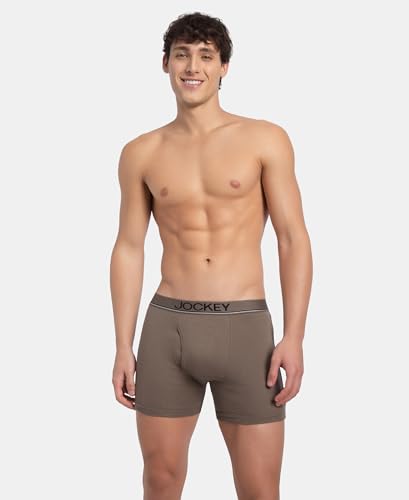 Image of Jockey 8009 Men Super Combed Cotton Rib Solid Boxer Brief with Ultrasoft and Durable Waistband