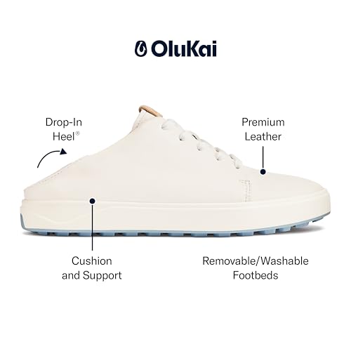 Image of OluKai Wailea Women's Golf Shoes, Spikeless Golf Shoes, Supple Full-Grain Leather & Contoured Footbed, Waterproof & Stain-Resistant