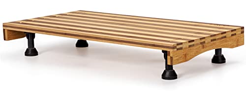 Bamboo Stovetop Cover&Countertop Cutting Board with Adjustable Legs, 21.14 x 11.42 inches Dual-purpose Chopping Board for Electric Stove Burner, Workspace Block Cover for RV Camping Camper Gas