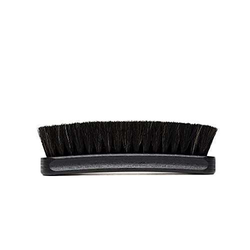 Premium Shoe Brush - Horsehair Shoe Brush - Concaved Handle for Premium Grip, Black