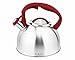 Michelino Hervidor de silbato de acero inoxidable de 2,4 l, color plateado (mango: rojo)