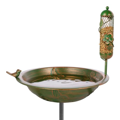 VEWOGARDEN-47-Inch-Standing-Metal-Bird-Bath-Stake-with-Birdfeeder-Outdoor-Garden-Birdbath-for-Outside-Patio-Yard-Lawn-Decor VEWOGARDEN 47 Inch Standing Metal Bird Bath Stake with Birdfeeder Outdoor Garden Birdbath for Outside Patio Yard Lawn Decor