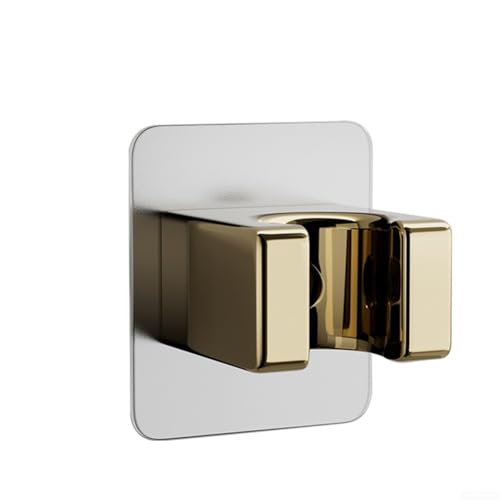 Zilimontt Support de pommeau de douche sans perçage, sans perçage, matériau ABS, support mural, doré