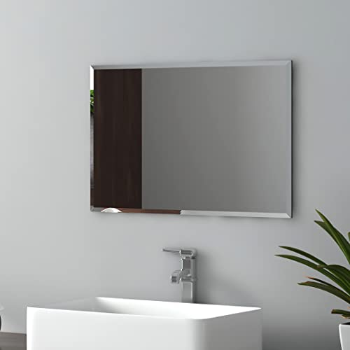 EMKE Frameless Wall Mirror, Bathroom Mirrors Wall Mounted Rectangle Vanity Shaving Mirror 30x45cm - Cosy Home Interiors EMKE Frameless Wall Mirror, Bathroom Mirrors Wall Mounted Rectangle Vanity Shaving Mirror 30x45cm - Image 2
