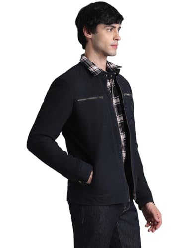 Image of JACK & JONES Men's Leather Standard Length A-Line Coat