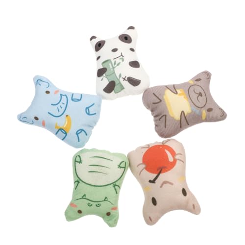 MOTHNUR 5個 猫用ぬいぐるみおもちゃ 点 猫草入り抱き枕 耐噛み素材 子猫向けインタラクティブ ストレス解消 運動促進 ペット遊び用品