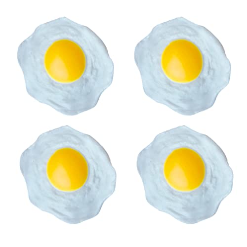 STOBOK Artificial Fried Egg Toy, 4pcs Fake Fried Egg Poached Egg Simulation Poached Egg Novelty Squeeze Toys for Kids Children, Eggs Simulation Toy...