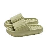 ZSLFCBD Sommer Hausschuhe Dicke Plateau-wolkenhausschuhe Für Damen, Weiche Sohle, Kissenrutschen, Sommer-Strandsandalen, rutschfeste Badezimmer-hausschuhe-grün-36-37