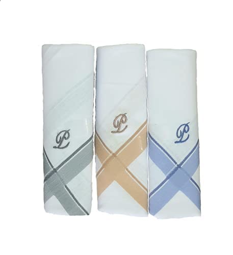 Image of ANTONIA Men's Initial Alphabet Handkerchiefs | Premium Cotton Personalized Hankies with Letter Embroidery (A-Z) | Soft, Absorbent & Reusable | Formal, Wedding & Gift Use | Pack of 6