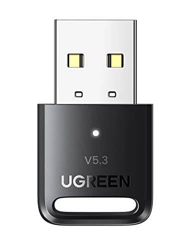 UGREEN Adaptador Bluetooth USB para PC, dongle Bluetooth 5.3 para laptop, mouse, teclado, impressoras, fones de ouvido, alto-falantes, controladores PS5/Xbox/Switch Pro, adaptador Bluetooth sem driver