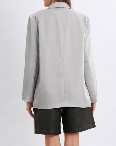 Xintianji Women Satin Causal Blazers - Long Sleeve Loose Fit Suit Button Front Work Blazer Jackets3