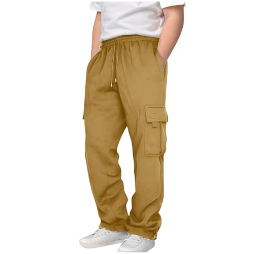 Boys Cargo Sweatpants Elastic Waist Casual Athletic Sweat Pants Teen Active Workout Joggers with Pockets Kids Clothes